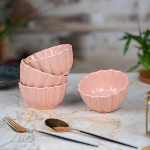 Ceramic Dessert Bowls (Set of 2) | Premium Serving Dishes | H-2" D-4" | Pastel Pink