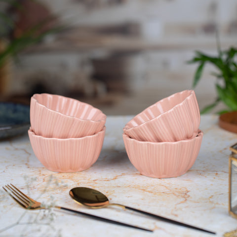 Ceramic Dessert Bowls (Set of 2) | Premium Serving Dishes | H-2" D-4" | Pastel Pink