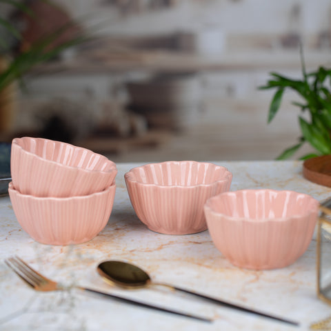 Ceramic Dessert Bowls (Set of 2) | Premium Serving Dishes | H-2" D-4" | Pastel Pink