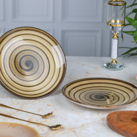 Elegant Ceramic Quarter Plates Set of 2 - Stylish 7-Inch Diameter Ceramic Plates for Appetizers, Desserts | Microwave & Dishwasher Safe | Contemporary Elegance for Every Occasion | H - 1" D- 7" | Elegant White