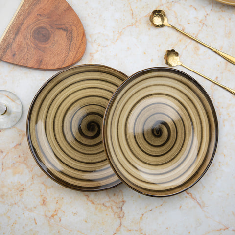 Elegant Ceramic Quarter Plates Set of 2 - Stylish 7-Inch Diameter Ceramic Plates for Appetizers, Desserts | Microwave & Dishwasher Safe | Contemporary Elegance for Every Occasion | H - 1" D- 7" | Elegant White