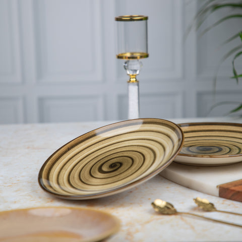 Elegant Ceramic Quarter Plates Set of 2 - Stylish 7-Inch Diameter Ceramic Plates for Appetizers, Desserts | Microwave & Dishwasher Safe | Contemporary Elegance for Every Occasion | H - 1" D- 7" | Elegant White