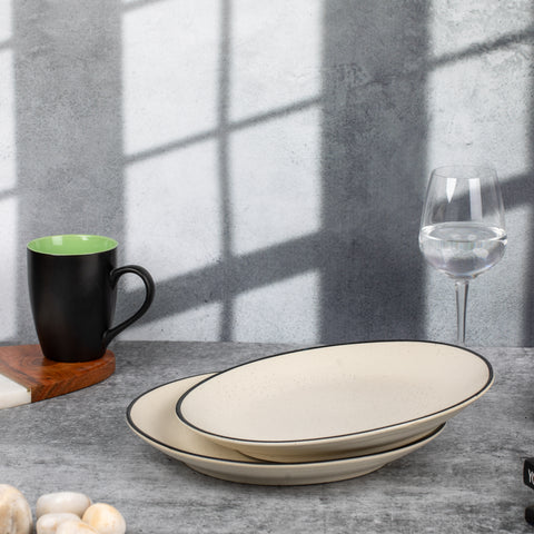 Elegant Ceramic Dinner Plates - Set of 2 | Microwave & Dishwasher Safe | 10" Diameter | 1" Height  | Stylish Dining for 2 | White