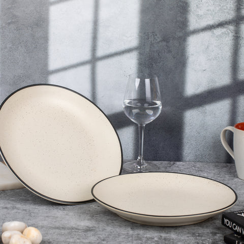 Elegant Ceramic Dinner Plates - Set of 2 | Microwave & Dishwasher Safe | 10" Diameter | 1" Height  | Stylish Dining for 2 | White