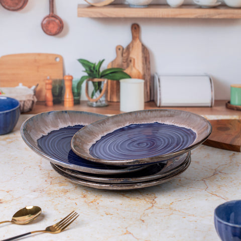 Elegant Ceramic Dinner Plates Set of 2| Microwave & Dishwasher Safe | 10" Diameter | 1" Height  | Stylish Dining for 2 | Blue Grey