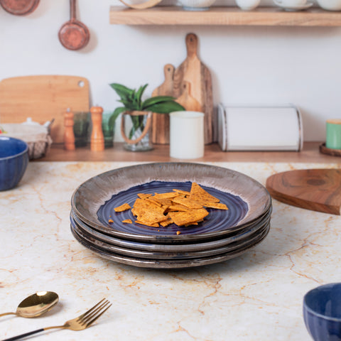 Elegant Ceramic Dinner Plates Set of 2| Microwave & Dishwasher Safe | 10" Diameter | 1" Height  | Stylish Dining for 2 | Blue Grey