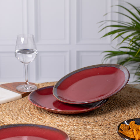 Elegant Ceramic Dinner Plates - Set of 2 | Microwave & Dishwasher Safe | 10" Diameter | 1" Height  | Stylish Dining for 2 | Maroon