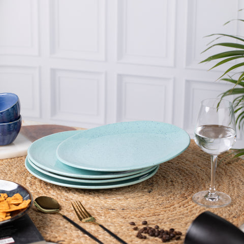 Elegant Ceramic Dinner Plates - Set of 2 | Microwave & Dishwasher Safe | 10" Diameter | 1" Height  | Stylish Dining for 2 | Turquoise