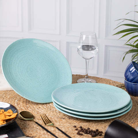 Elegant Ceramic Dinner Plates - Set of 2 | Microwave & Dishwasher Safe | 10" Diameter | 1" Height  | Stylish Dining for 2 | Turquoise