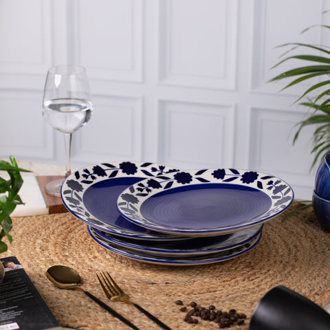 Elegant Ceramic Dinner Plates - Set of 2 | Microwave & Dishwasher Safe | 10" Diameter | 1" Height  | Stylish Dining for 2 | Ocean Blue with Elegant design