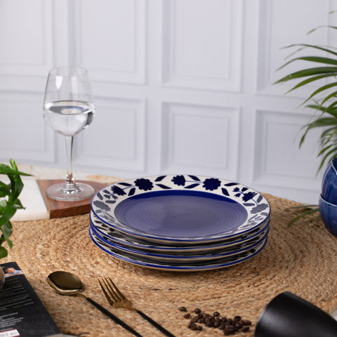 Elegant Ceramic Dinner Plates - Set of 2 | Microwave & Dishwasher Safe | 10" Diameter | 1" Height  | Stylish Dining for 2 | Ocean Blue with Elegant design