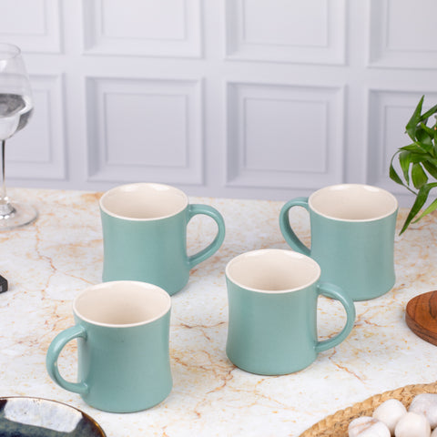 Ceramic Tea Coffee Mugs with Handles Set of 2 | Microwave Safe | Dishwash resistant | Scratch Resistant | Light Blue | H-4.5" D-3"