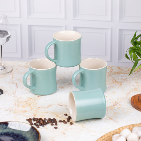 Ceramic Tea Coffee Mugs with Handles Set of 2 | Microwave Safe | Dishwash resistant | Scratch Resistant | Light Blue | H-4.5" D-3"