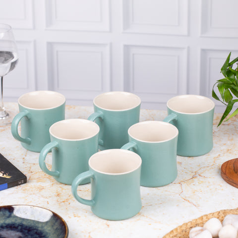 Ceramic Tea Coffee Mugs with Handles Set of 2 | Microwave Safe | Dishwash resistant | Scratch Resistant | Light Blue | H-4.5" D-3"