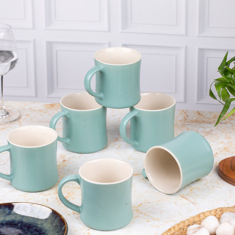 Ceramic Tea Coffee Mugs with Handles Set of 2 | Microwave Safe | Dishwash resistant | Scratch Resistant | Light Blue | H-4.5" D-3"