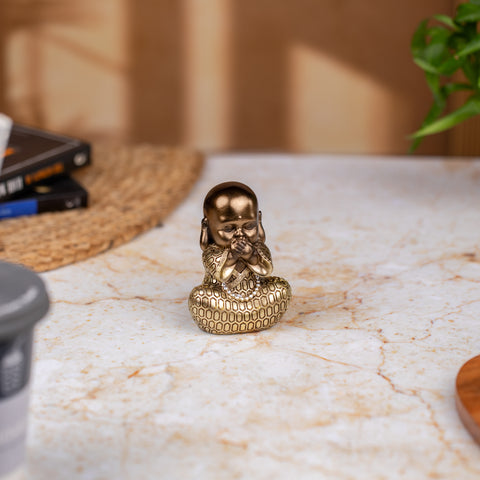 Handcrafted Resin Little Laughing Buddha Showpiece | Buddha Idols for Home Decor I Buddha Showpiece I Showpiece for Home I Bronze