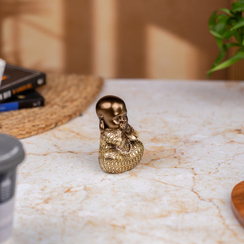 Handcrafted Resin Little Laughing Buddha Showpiece | Buddha Idols for Home Decor I Buddha Showpiece I Showpiece for Home I Bronze