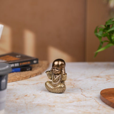 Handcrafted Resin Little Laughing Buddha Showpiece | Buddha Idols for Home Decor I Buddha Showpiece I Showpiece for Home I Bronze