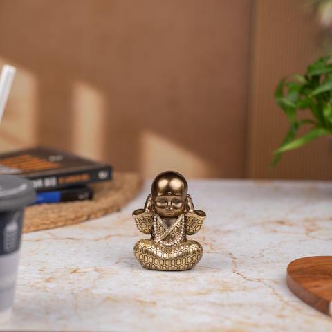 Handcrafted Resin Little Laughing Buddha Showpiece | Buddha Idols for Home Decor I Buddha Showpiece I Showpiece for Home I Bronze