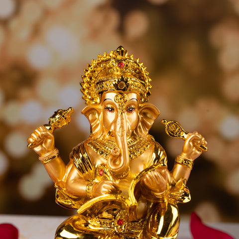 Mystical Golden Ganesh Ji Statue