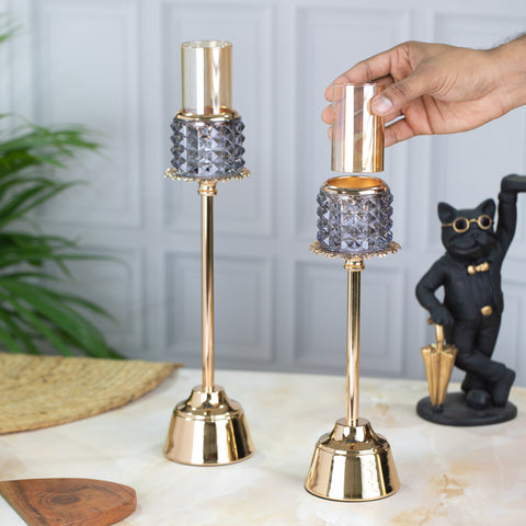 Grand Amethyst Candle Stand Set