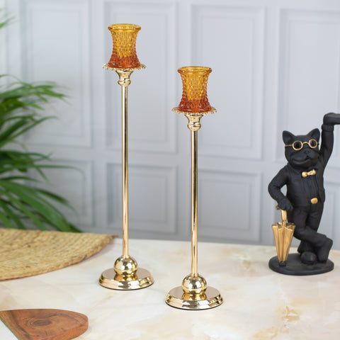 Luminous Orange Candle Stand Set