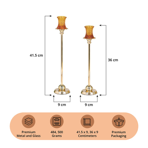 Luminous Orange Candle Stand Set