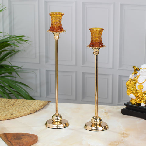 Luminous Orange Candle Stand Set