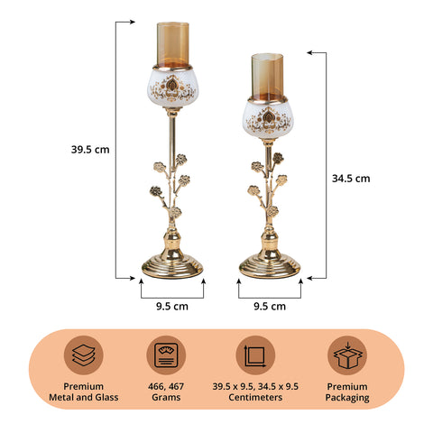 White and Golden Candle Stand Set