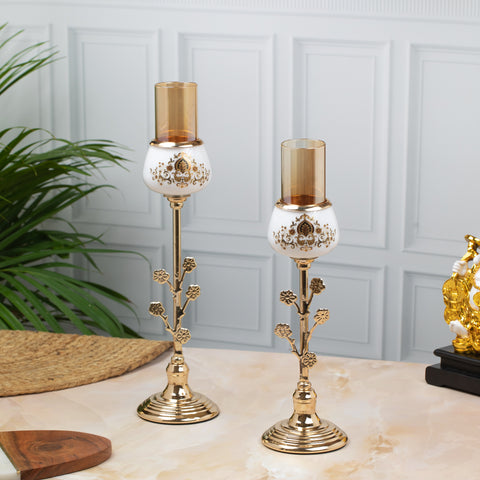 White and Golden Candle Stand Set