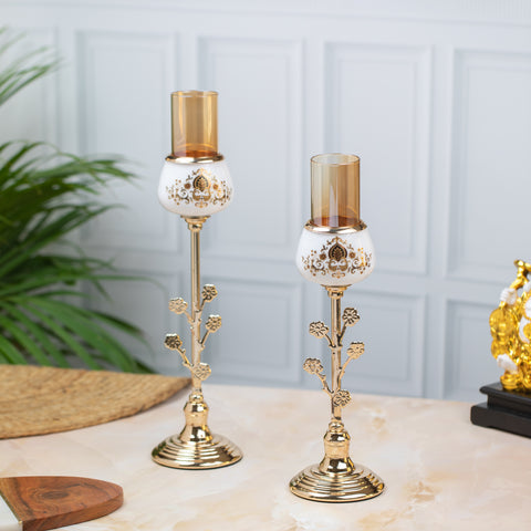 White and Golden Candle Stand Set