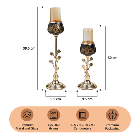 Golden Glow Big and Small Candle Stand Set