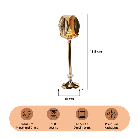 Luxurious Gold Leaf Candle Stand Set