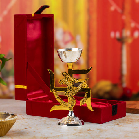 Swastik Shape Oil Lamp Diya for Puja Room