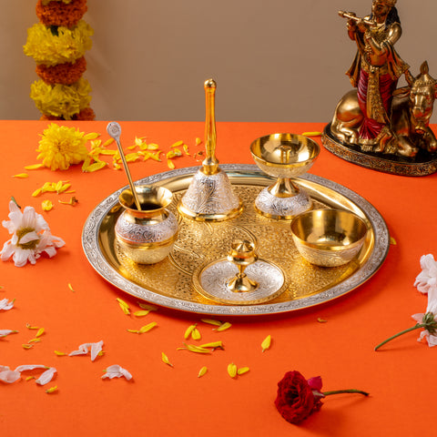 Pure Brass Pooja Thali set