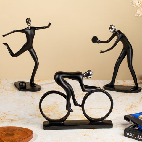 sports decor piece - set of three cycle , fottball and table tennis