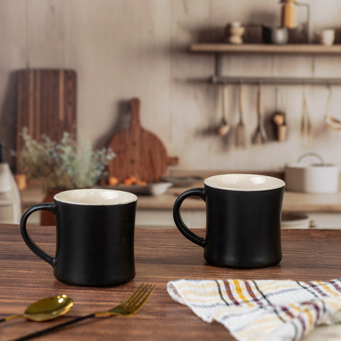 Black Coffee Mug Matt Finish 250 ML Set of 2