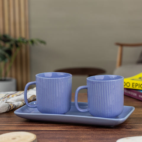 Purple coffee mug with tray