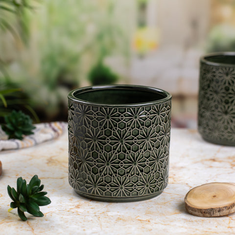 Medium Size Indoor Pot in Dark Green