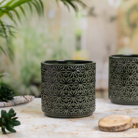 Medium Size Indoor Pot in Dark Green