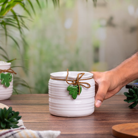 White Textured Indoor Pot (Small Size)