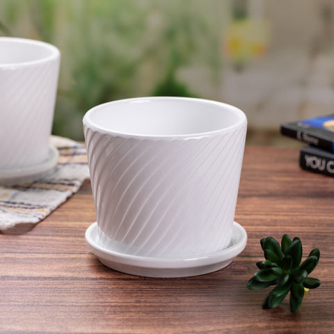 White Ceramic Indoor Pots for Plants