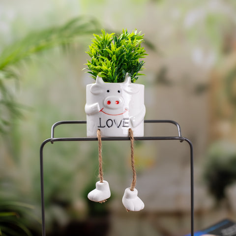 Cute piggy face Indoor Pot with Legs hanging