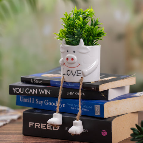 Cute piggy face Indoor Pot with Legs hanging