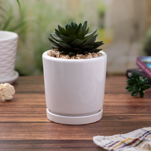 Glossy Versatile White Pot