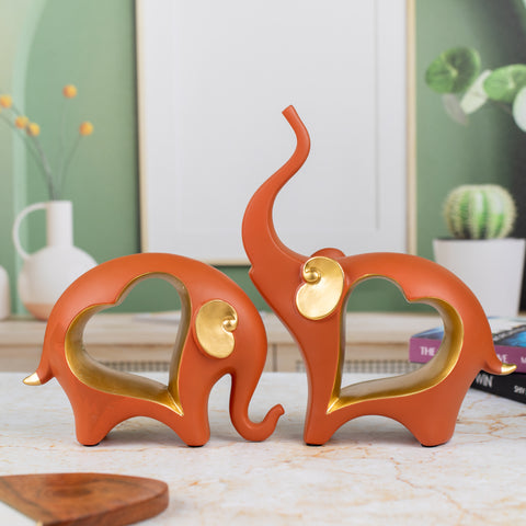 Bright Orange Elephant Decor 2-Piece Set