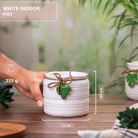 White Textured Indoor Pot (Small Size)