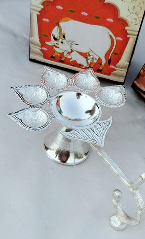 German silver nakkashi work daily use PANCH AARTHI