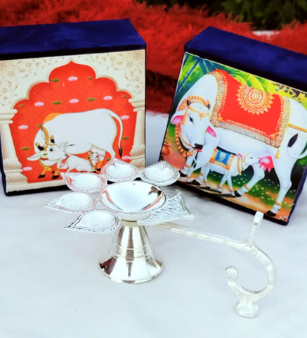 German silver nakkashi work daily use PANCH AARTHI