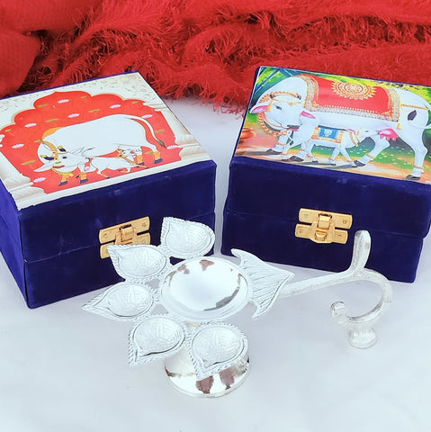 German silver nakkashi work daily use PANCH AARTHI
